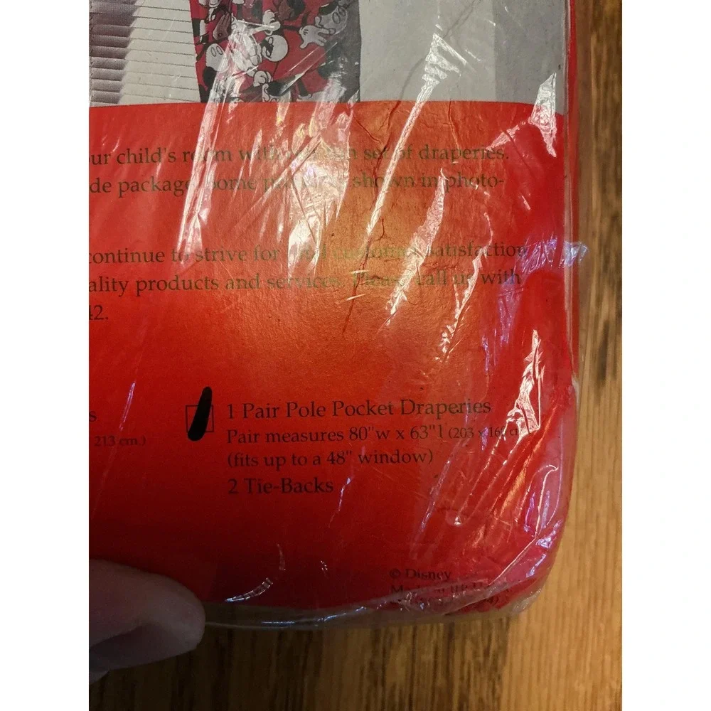 Disney Classic Mickey Mouse Red Curtains 80x63 Pole Pocket Drapes Vintage NIP